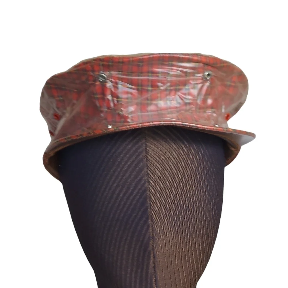 Vtg Red Plaid Cort Rain Cap by Cort Exclusive to J.L.‎ Hudson Adjustable Strap